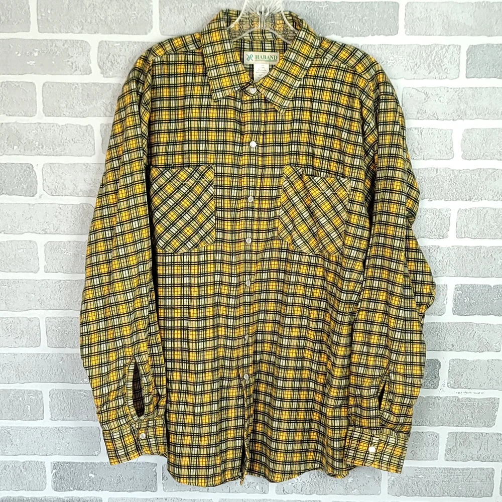 Haband Vintage 80's Pearl Snap Long Sleeve Shirt Made in Switzerland Men's L
